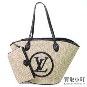 Louis Vuitton Saint Jacques Raffia Shoulder Tote Bag Black Leather